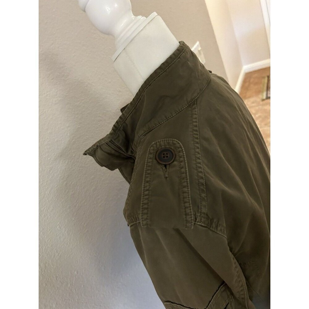Lucky Brand Utility Military Jacket Womens Medium Drawstring Canvas Cotton Green - Picture 2 of 6